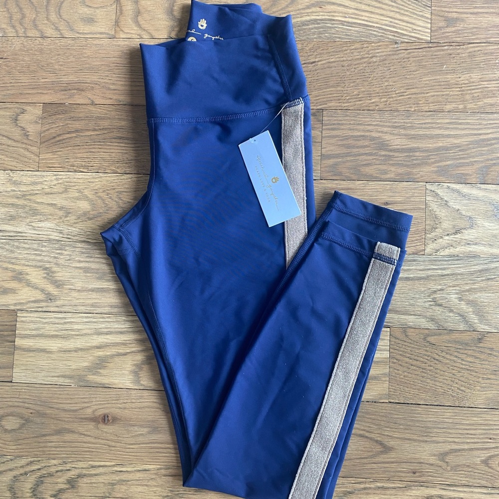 Spiritual Gangster Navy w/ Gold Stripe Legging